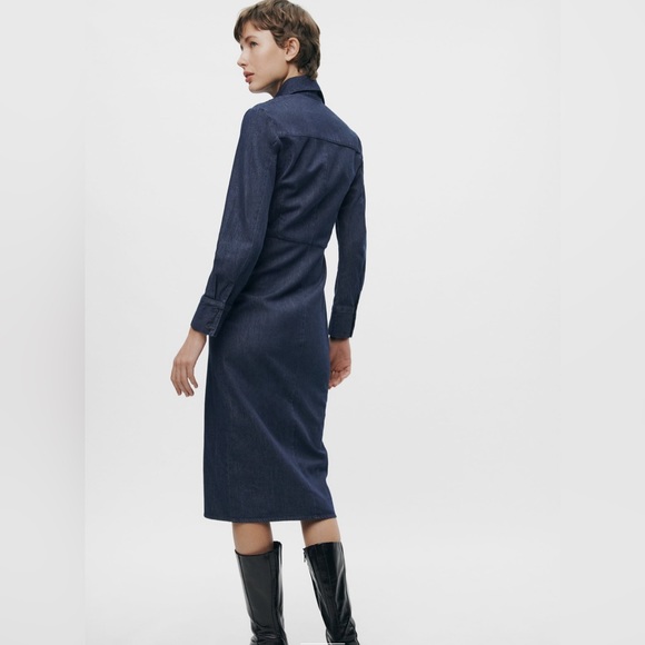NWT ZARA ZIPPERED DENIM DRESS ZW COLLECTION - Picture 6 of 11
